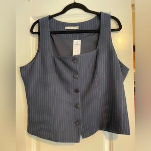 A&F navy pinstripes squareneck vest XL NWT